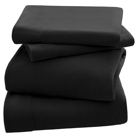 Peak Performance Knitted Micro Fleece Solid Sheet Set, Black - Full SHET20-732